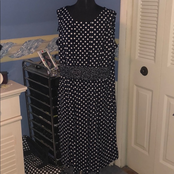 Perceptions Dresses & Skirts - Navy white polka dot perceptions dress 2x